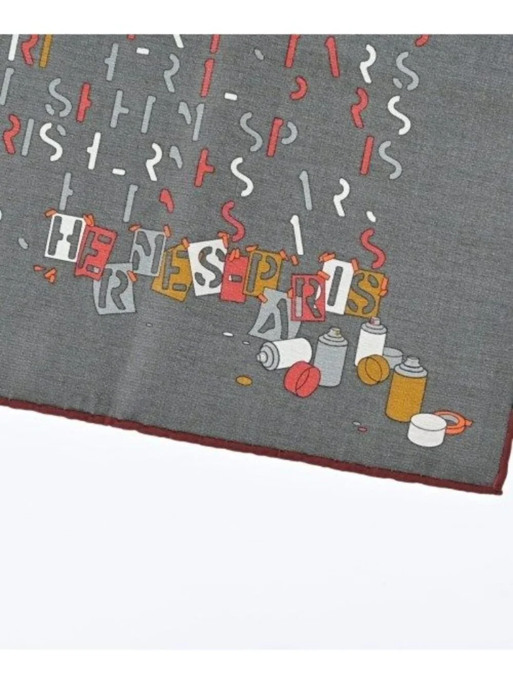 Hermes Bandana Scarf Gray
